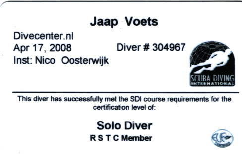 SDI Solo Diver specialty