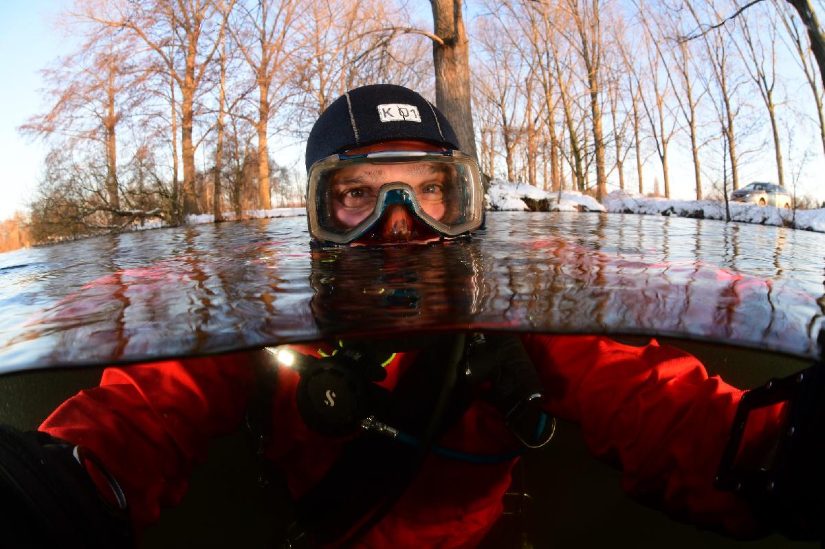 half-half selfie aan de oppervlakte
